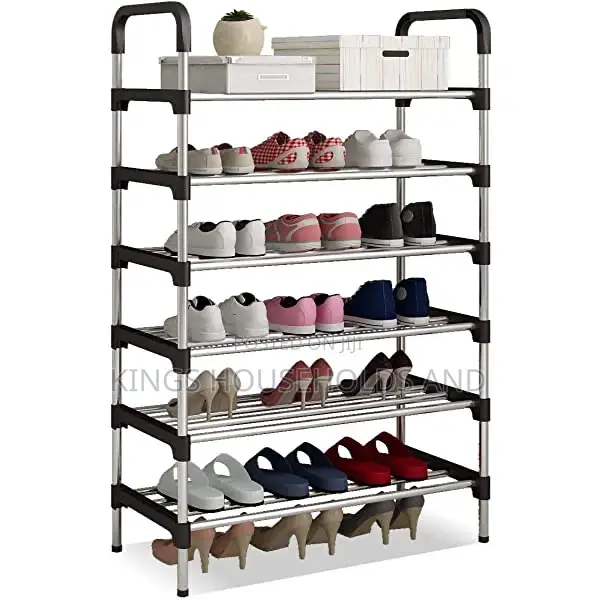 6 Layer Shoe Rack Tier Colored Stainless Steel Stackable Shoe Rack