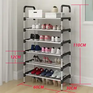 6 Layer Shoe Rack Tier Colored Stainless Steel Stackable Shoe Rack
