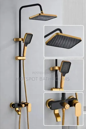 Luxury Black Gold Rainfall Shower Set With Hand Shower