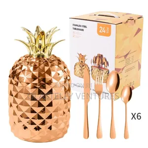 24pcs Pineapple Shaped Cutlery Set
Rose Gold and Gold. H