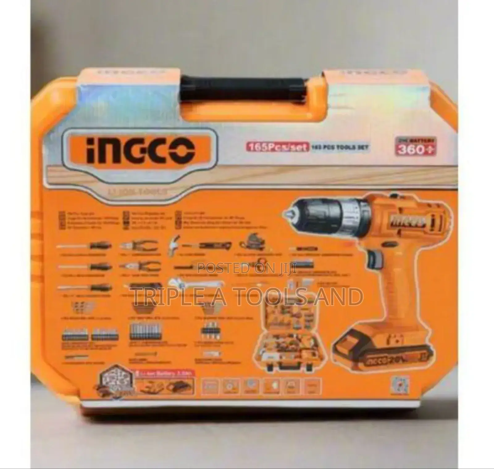 Ingco Complete 165pcs Tool Set + 20v Rechargeable Drill – Built