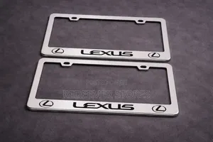 2 PCS -Lexus- Silver Stainless Steel License Plate Frame