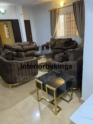 6seater Custom Made Sofa +Stainless Gold Center Tables Can Cme in Colo