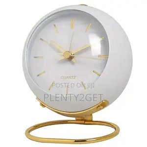 1pc Vintage Analog Clock - Silent Non-Ticking Bedside Alarm With, Gold