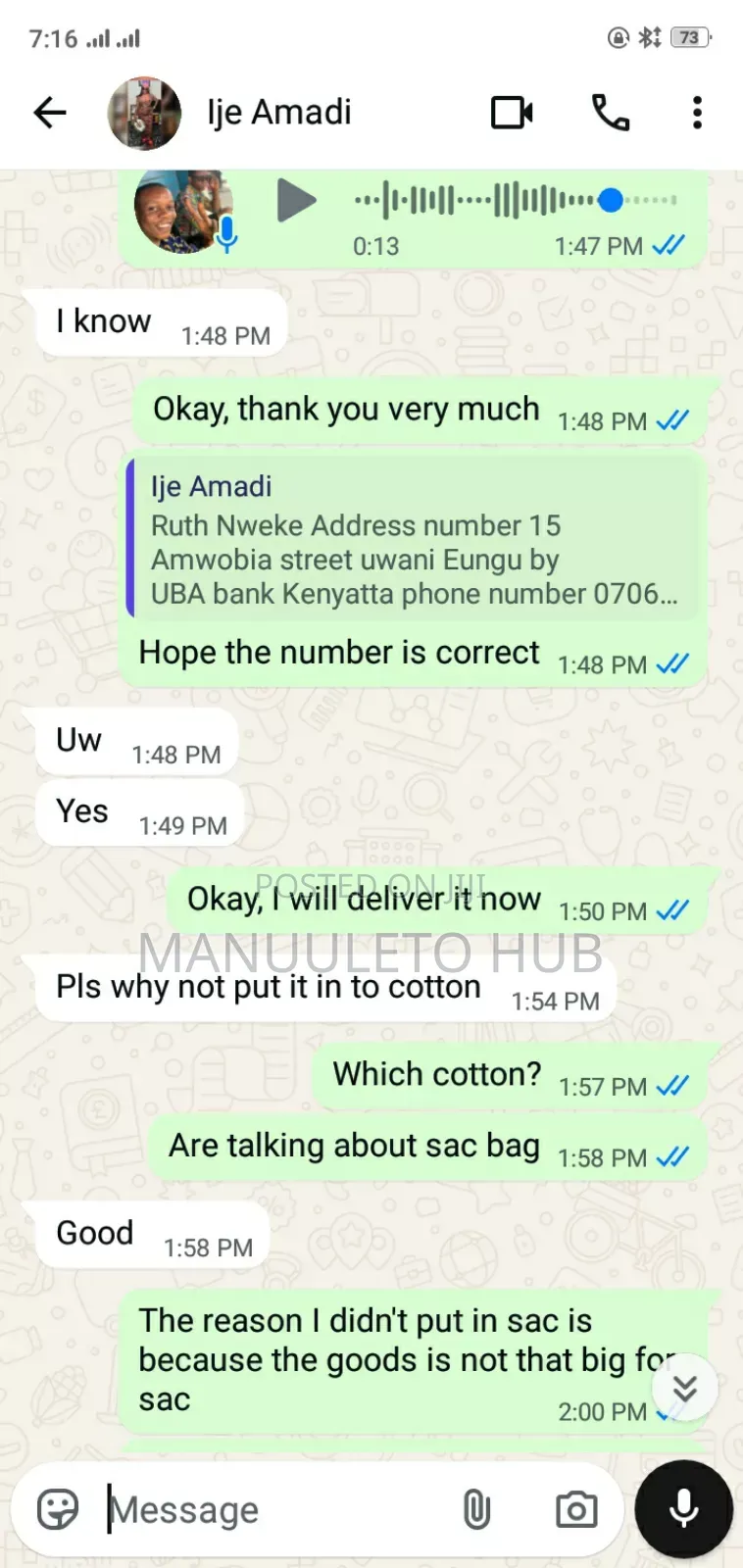 Proof I Deliverd to Enugu