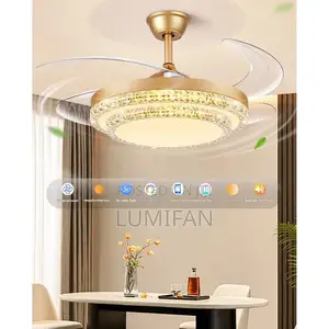 Bluetooth Led Ceiling Fan Light + Remote and Voice Control - Gold