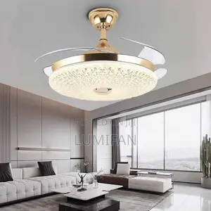 Bluetooth Retractable Ceiling Fan Light With Remote And Voice Control