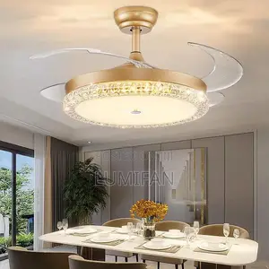 Bluetooth Retractable Fan Light + Remote and Voice Control - 42 Inch