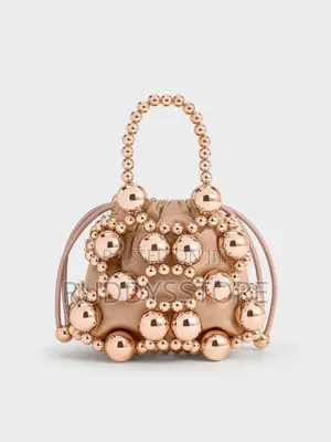 Luxury Beaded Mini Bucket Handbag –Elegant Pearl Handle Designer Purse