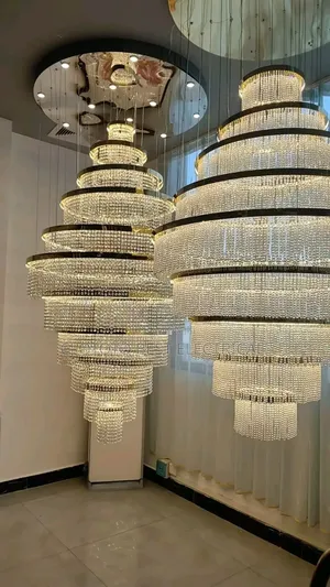 Big Crystal Chandelier Luxury Light 10 Feet Length Adjustable