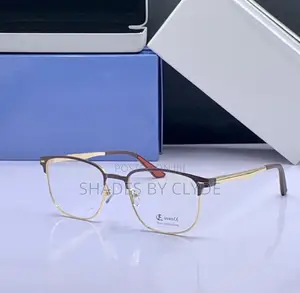 Stylish Metal Frame Eyeglasses - Gold Brown, Blue Light Protection!