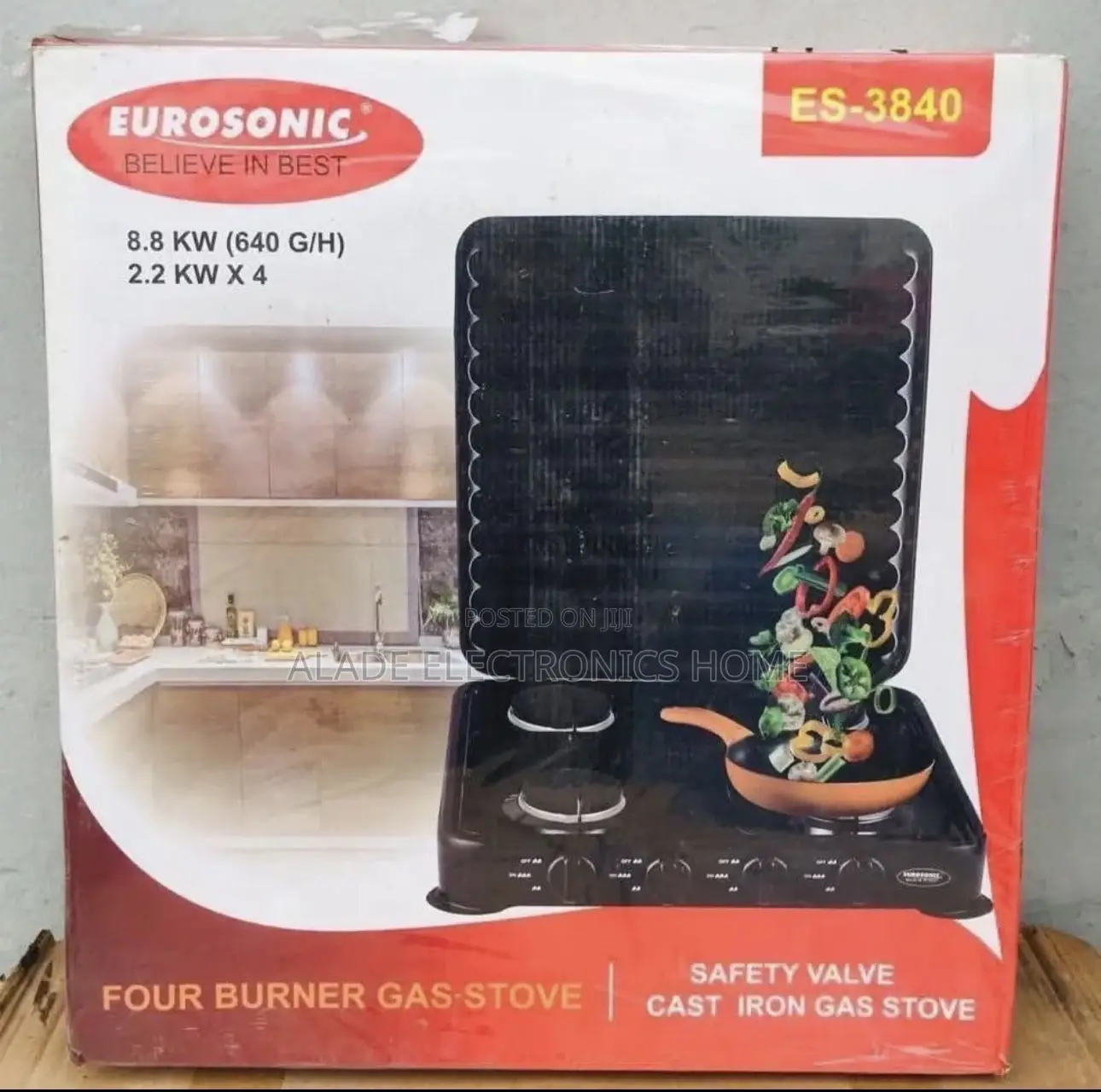 Eurosonic 4 Burner Table Top Gas Stove (Auto Ignition)