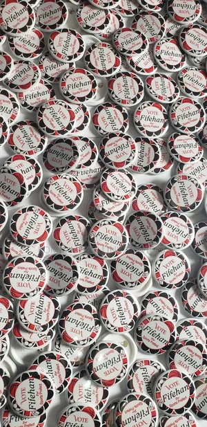 Badges for Campaign Material, Churches, Schools, Clubs, in Sizes