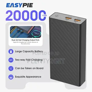 Easypie 20000mah Ultra Slim Power Bank Fast Charging Dual Usb Ports