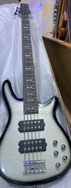 Black Grey Ibanez Passive 5 Strings Bass