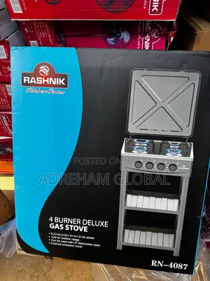 Rashnik 4face Quality Burner Gas Cooker With 2step Storage Stand Cover