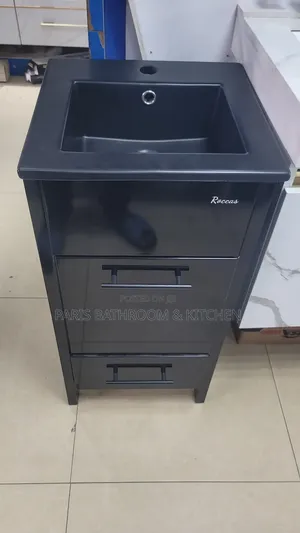 Executive Matte Black Cabinet Bathroom Vanity