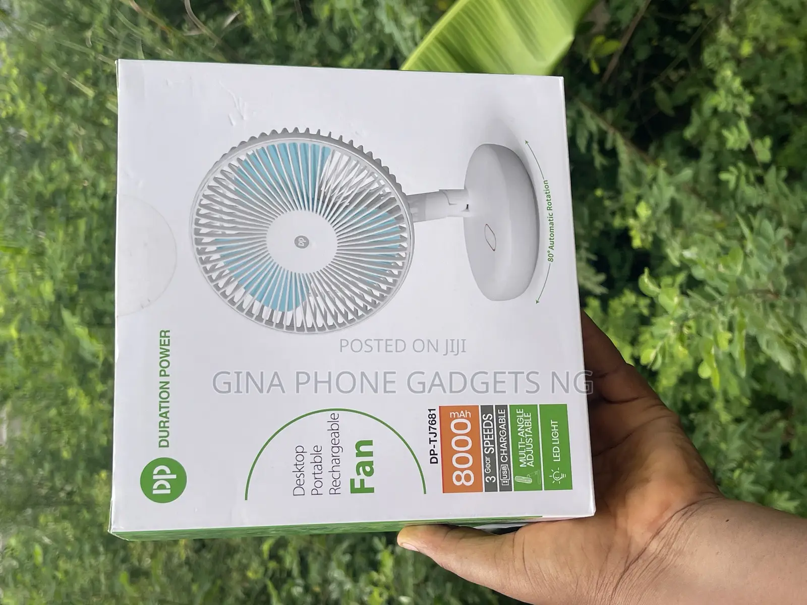 Dp Rechargeable Rotating Foldable Fan With 8000 Mah Battery Capacity