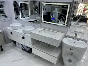 Marble Cabinet Wash Hand Basin With Bluetooth Led Mirror