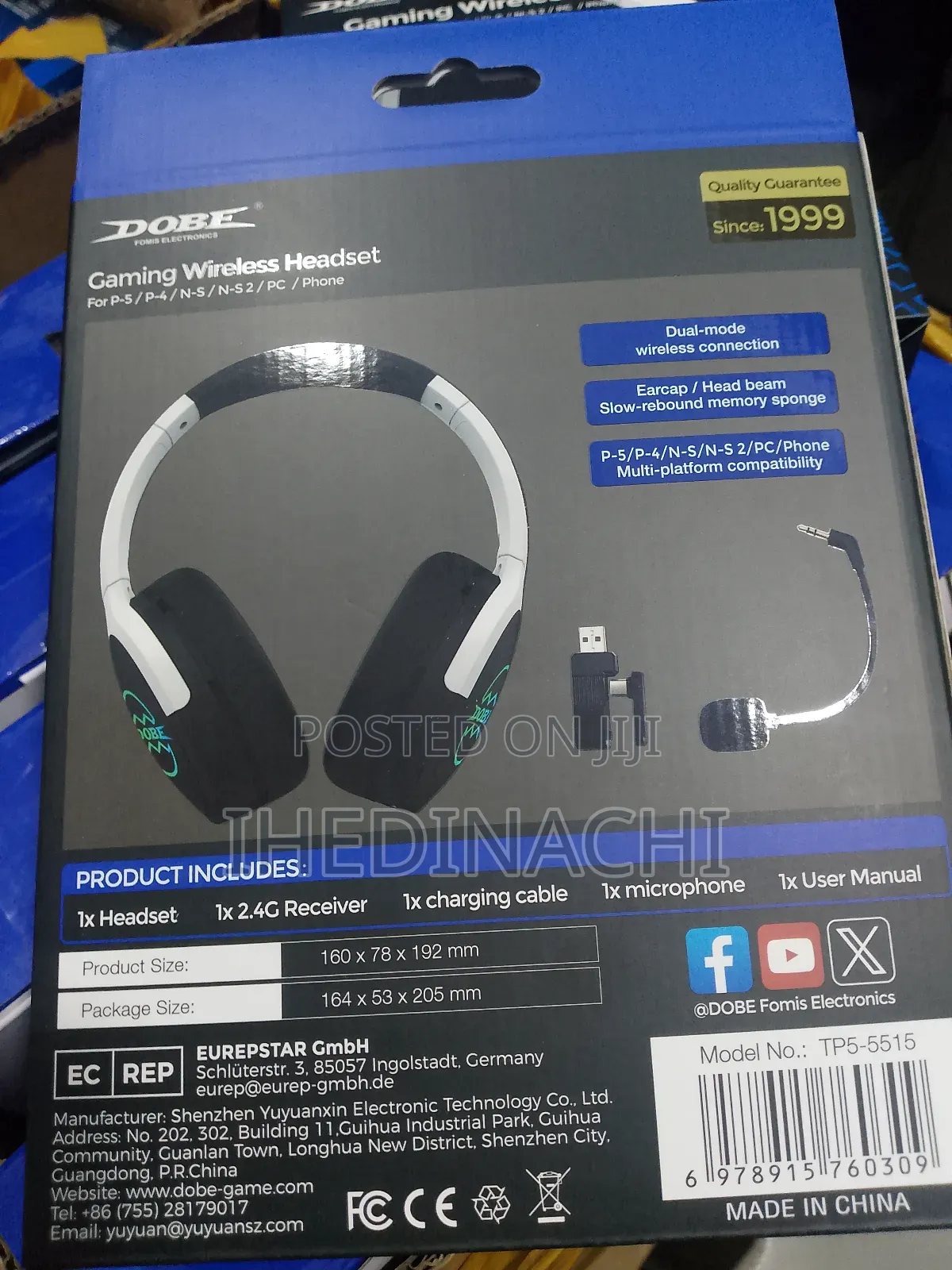 Dobe Wireless Gaming Headset for Ps5- Ps4- Ns- Pc