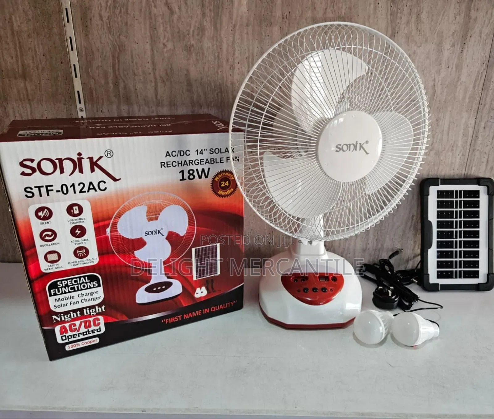 Sonik 14 Inches Solar Rechargeable Fan