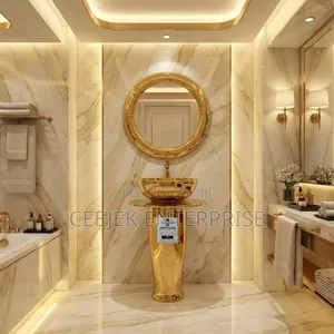 High Quality Gold Standing Basin With Mirror