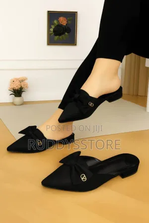 Elegant Bow Detail Flat Mules–Stylish Pointed Toe Slip-on Ladies Shoes