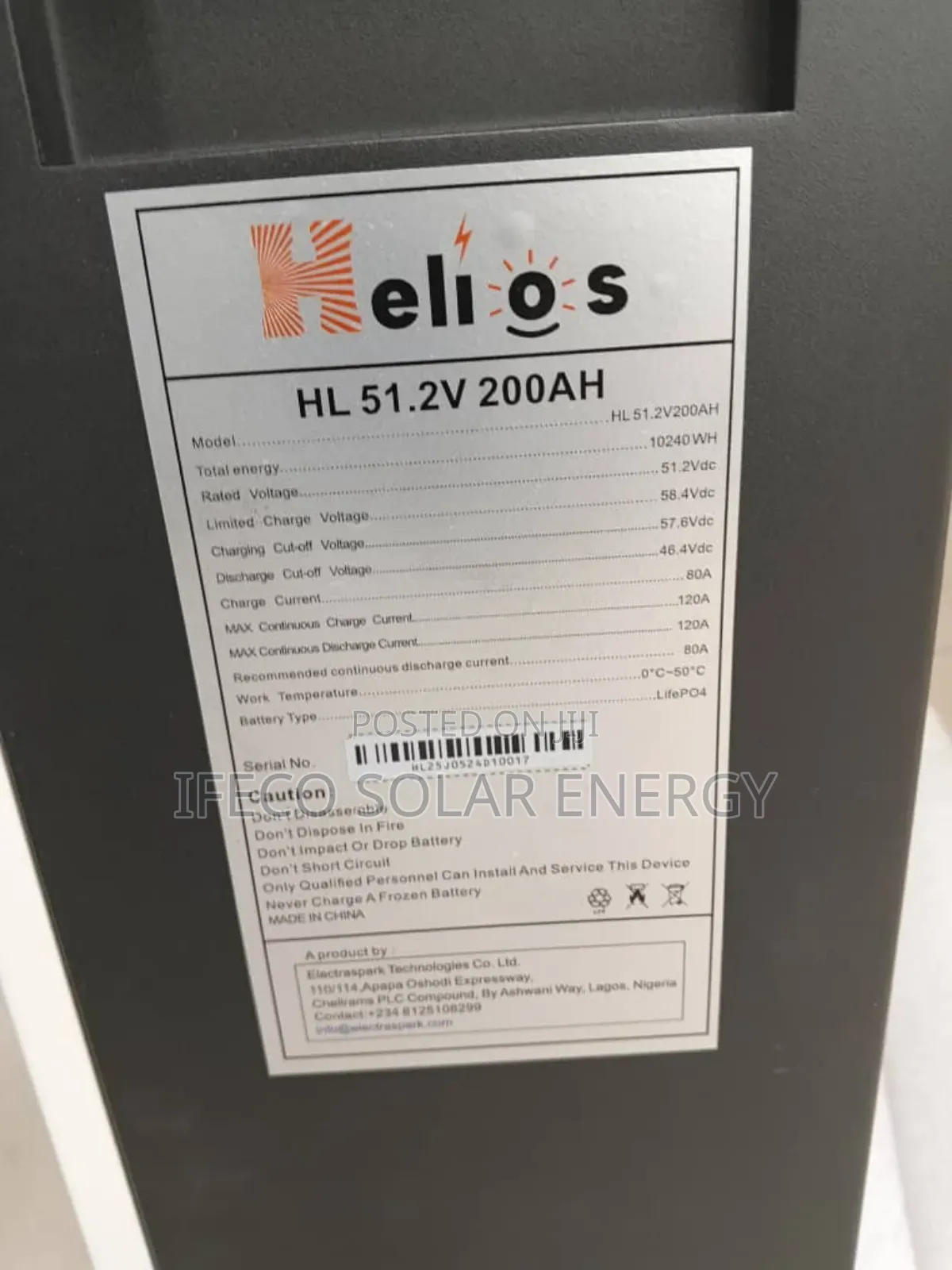 Helio's Lithium Ion Battery 10kwh 48v