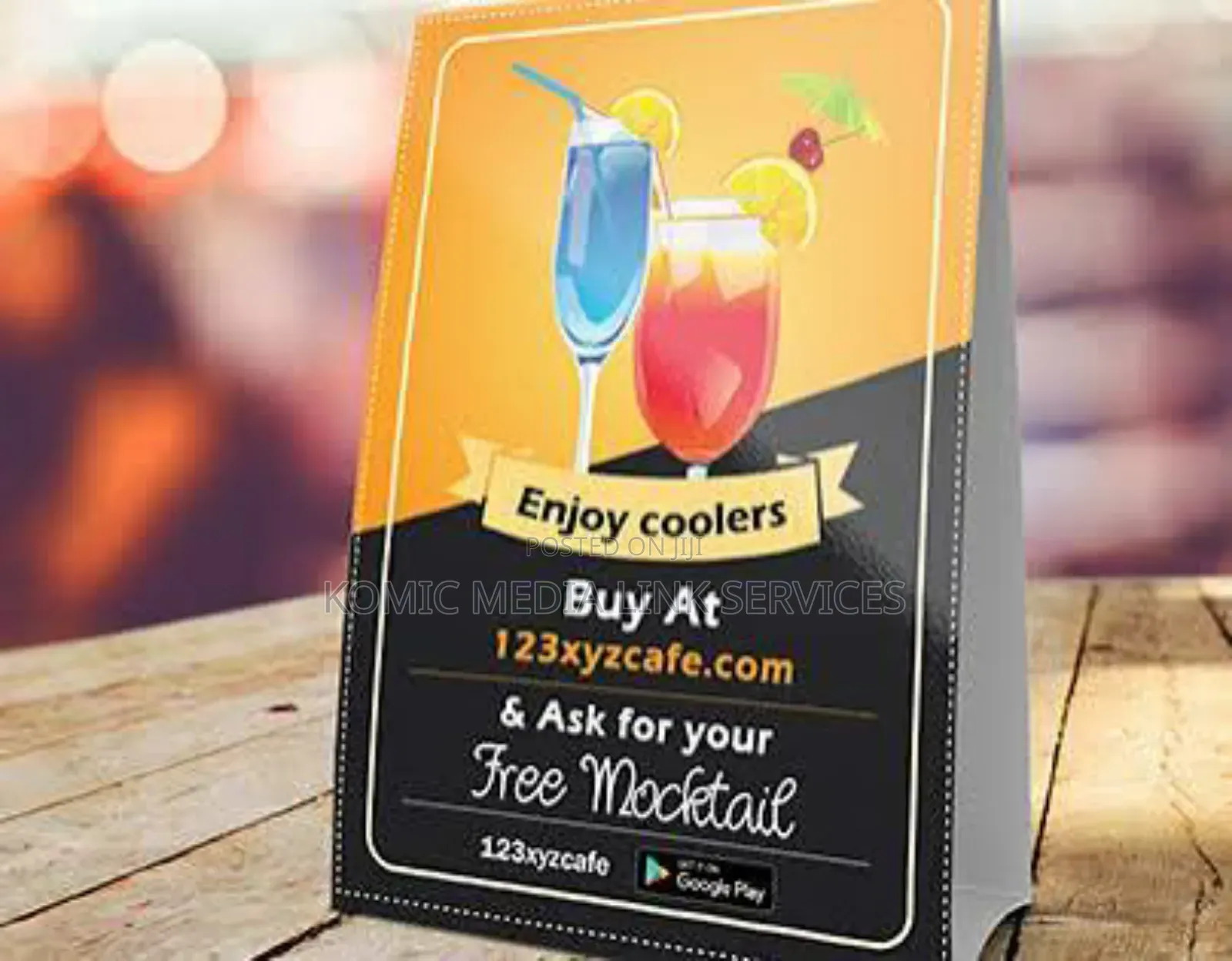 Hotel and Restaurant Tent Card/Menu