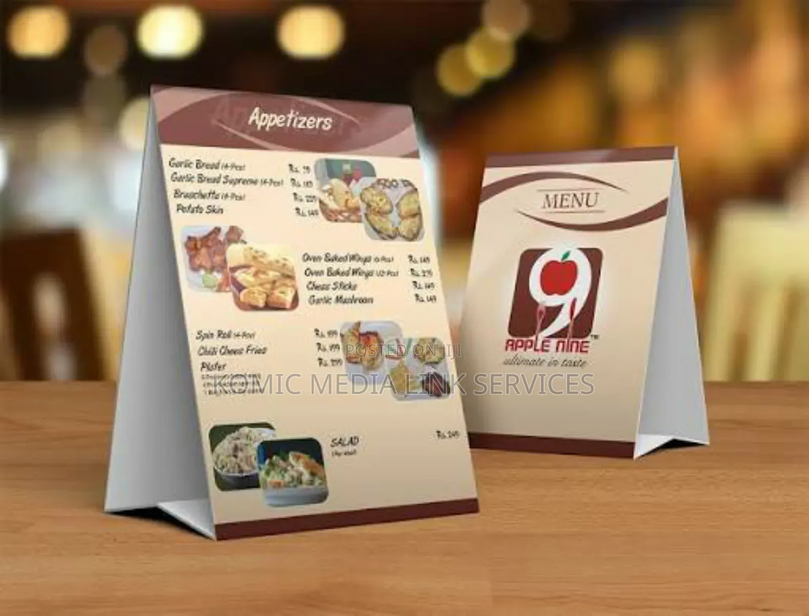Hotel and Restaurant Tent Card/Menu
