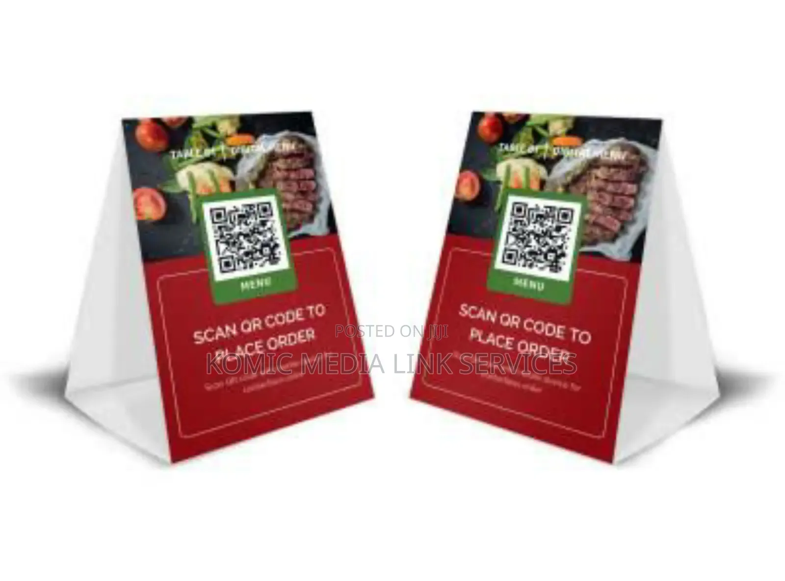 Hotel and Restaurant Tent Card/Menu
