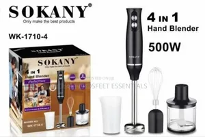 Sokany 4in1 Hand Blender With Processor, Whisk and Cup
