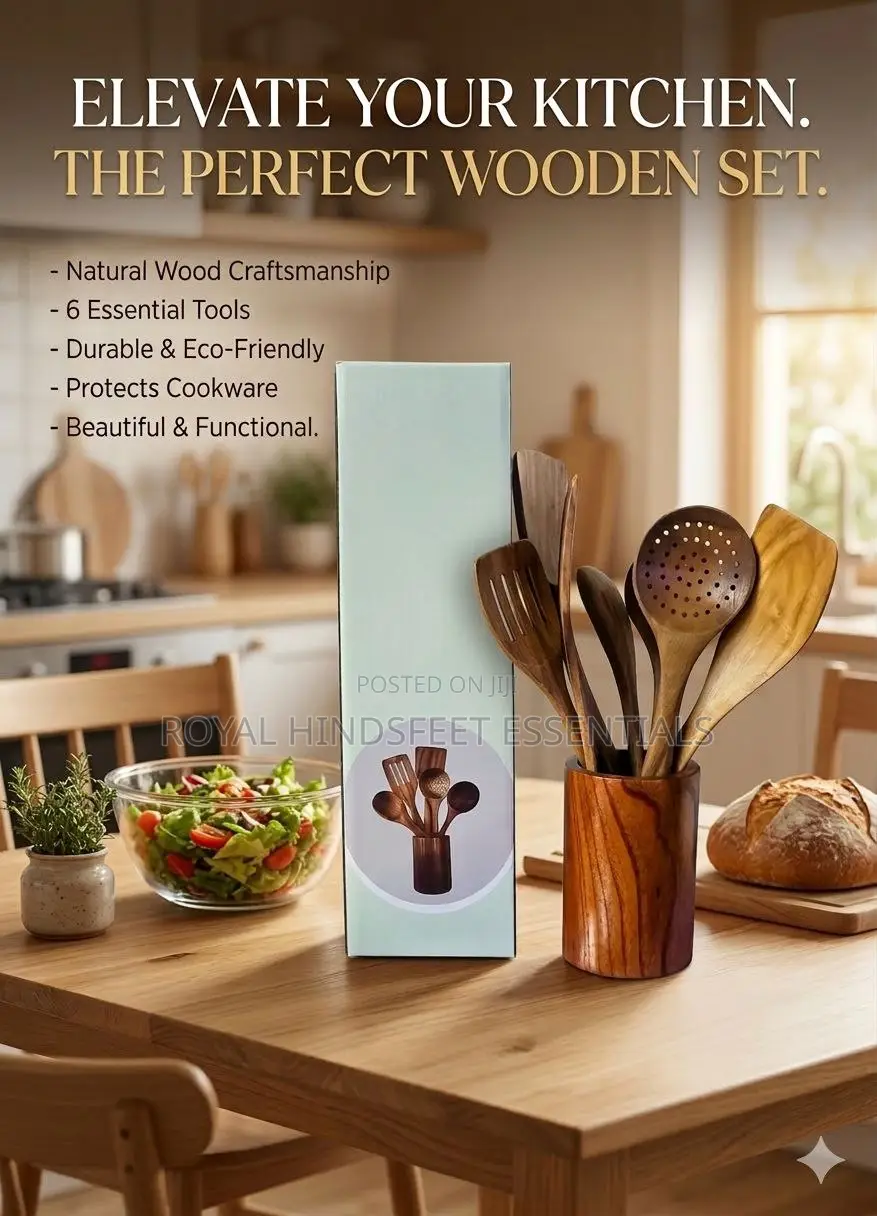 6 Piece Solid Bamboo Kitchen Wooden Set
