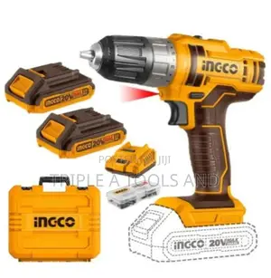 Ingco 20v Cordless Drill 45nm + 2.0ah Batteries, Charger 47pcs