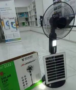 16-Inch Standing Rechargeable, Solar Fan With Panel and Bulb (Click)