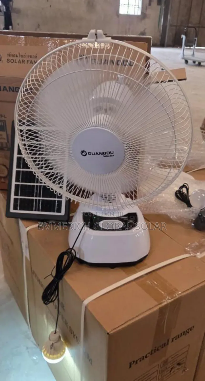 Solar Table Fan With Panel and Extra Bulb