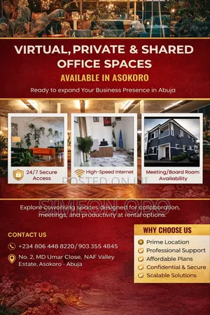 Virtual, Private Shared Office Spaces Available (Asokoro -abujs)