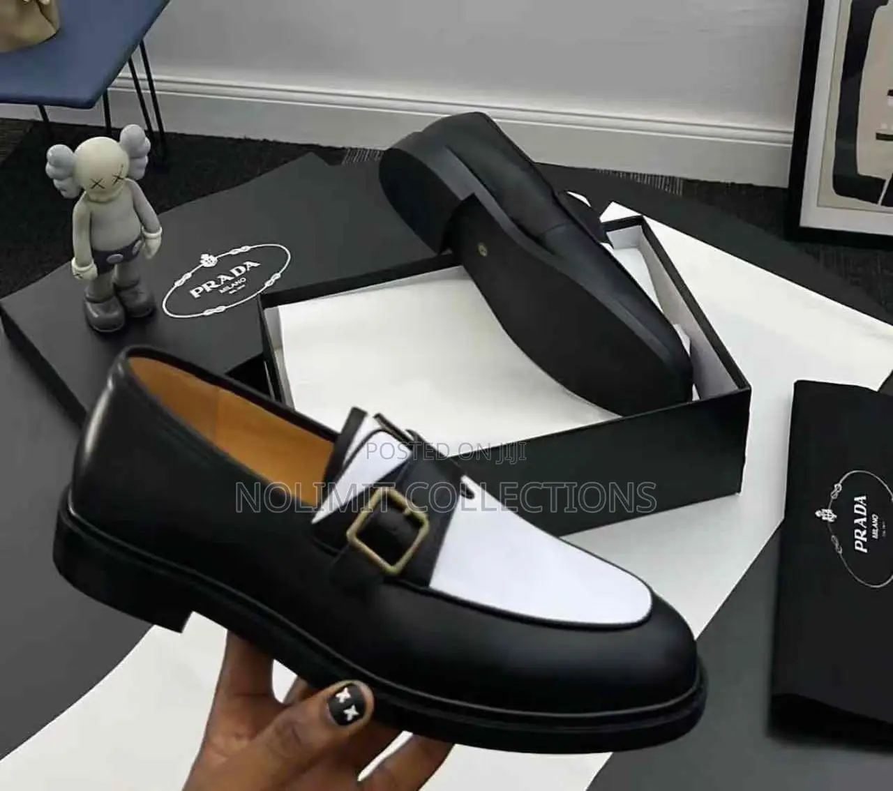 Prada Brushed Leather Loafers With Buckle Strap
