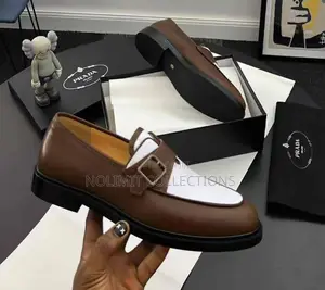Prada Brushed Leather Loafers With Buckle Strap