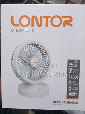 Lontor Mf026-6 Rechargeable Mini Fan - 4 Speed Levels - 70° Rotation