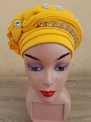 African Shining Sequins Turban Cap, Auto Gele Hat.
