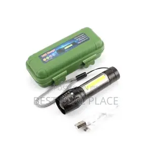 2pcs Mini Led Cob Zoomable Portable Usb Rechargeable Flashlight
