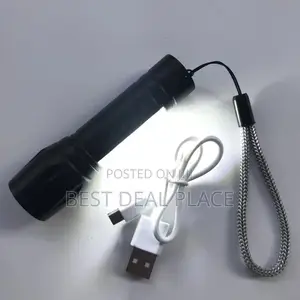2pcs Mini Led Cob Zoomable Portable Usb Rechargeable Flashlight