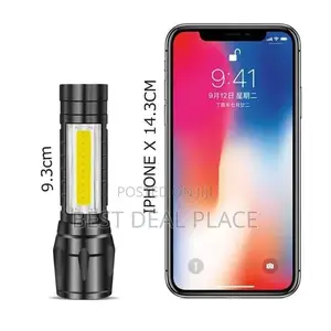 2pcs Mini Led Cob Zoomable Portable Usb Rechargeable Flashlight