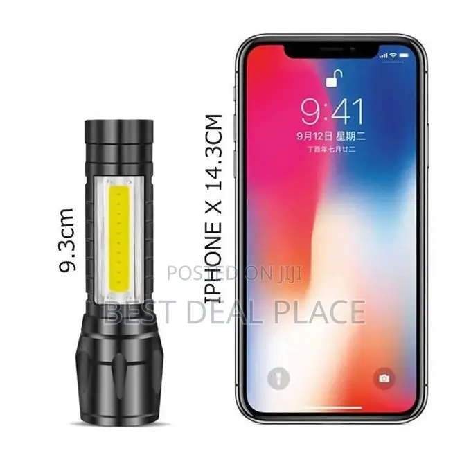 2pcs Mini Led Cob Zoomable Portable Usb Rechargeable Flashlight