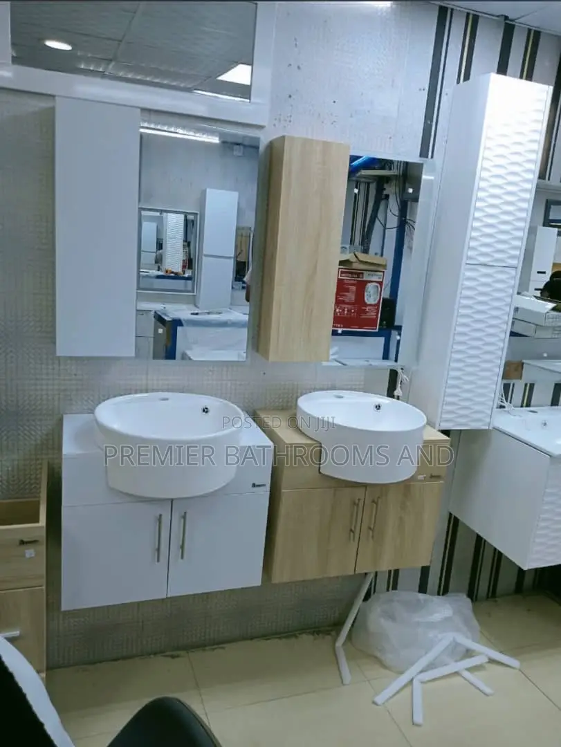 Hanging Cabinets White and Brown