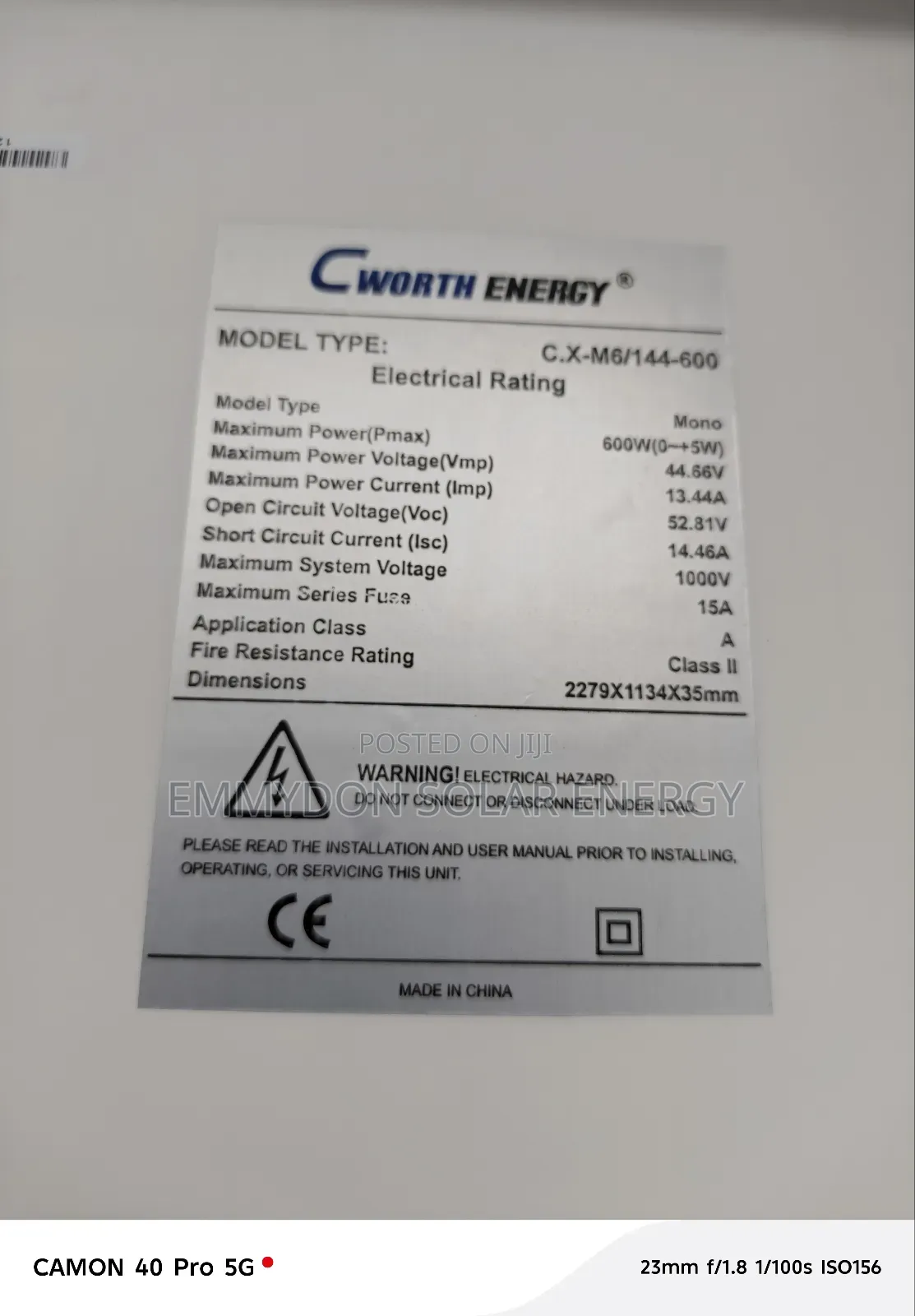 Cworth Energy 600watt Panel