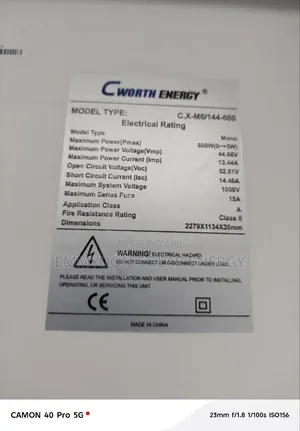 Cworth Energy 600watt Panel