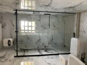 Toilet Glass Cubicle (Black Accessories Wall to Wall)