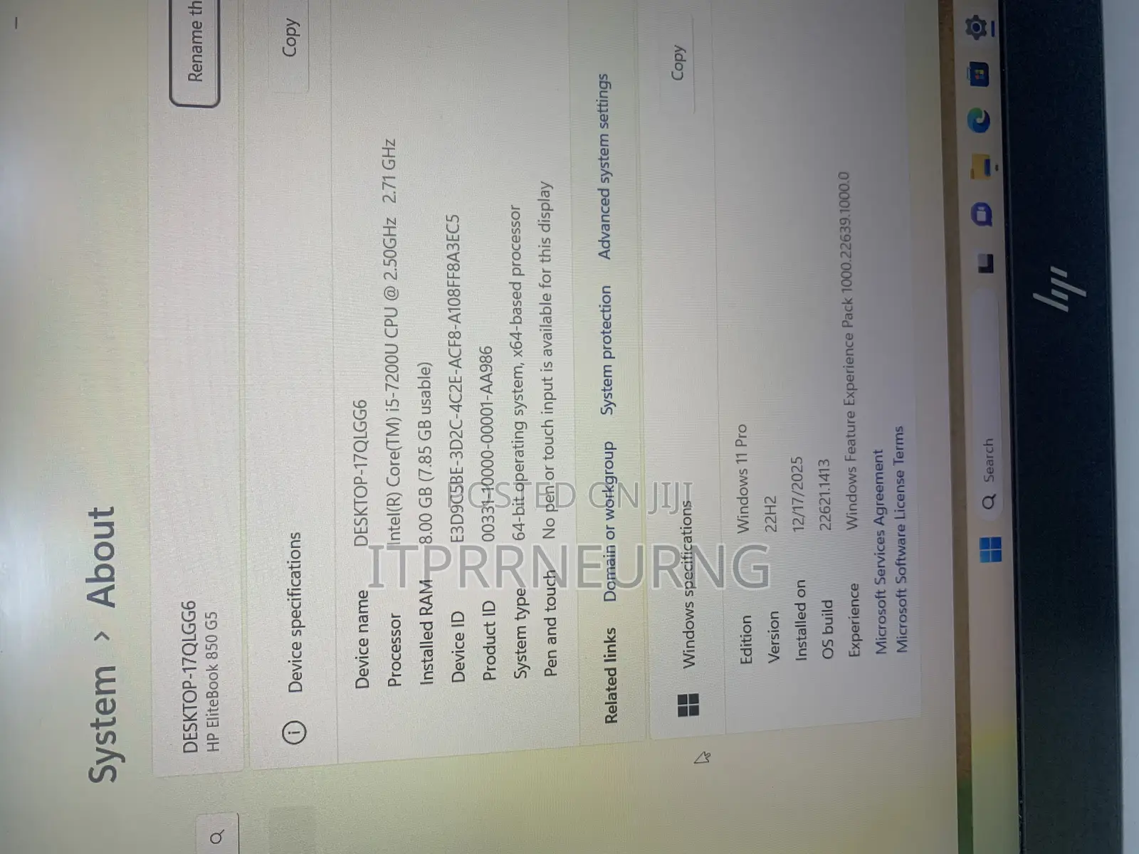 Laptop HP EliteBook 850 G5 8GB Intel Core i5 SSD 256GB